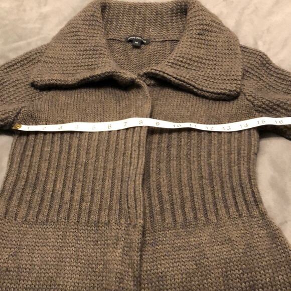 Peppe Peluso Brown lightweight Sweater Coat Woman Size Medium Missing Belt - Picture 6 of 7